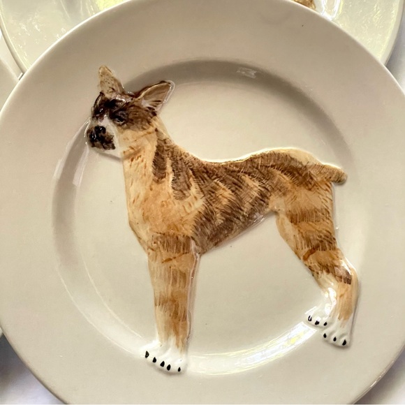 Ermo Zoo Handpainted Set of 4 Boxer Dog Plates 7" - Picture 3 of 5